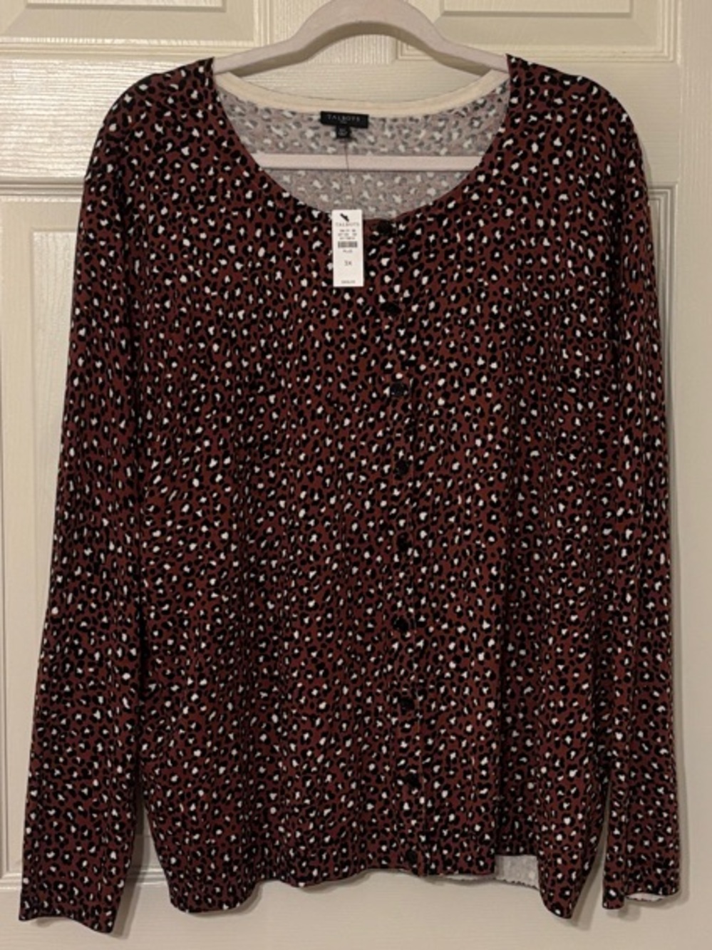 Talbots Brown Leopard-Print Cardigan NWT 3X